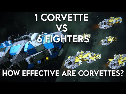1 CORVETTE VS 6 FIGHTERS – How effective are corvettes? – Space Engineers