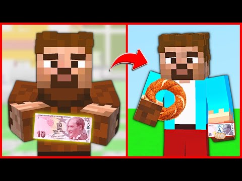 10TL İLE BİR GÜN GEÇİRMEK! 😱 – Minecraft
