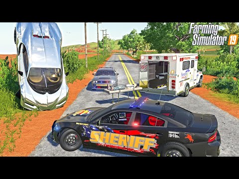 $2,000,000 BUGGATI CHIRON POLICE CHASE (CRASH) | FARMING SIMULATOR 2019