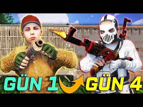 4 GÜN BOYUNCA RUST OYNADIM ! (İLK GÜNDEN M249 BULDUM) ! Rust Türkçe Hardcore Bölüm 1