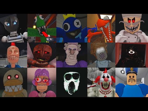 ALL Jumpscares in 50+ Scary Obby Games from Barry Prison, Wilson, Rainbow Friends, Doors, Siren Cop