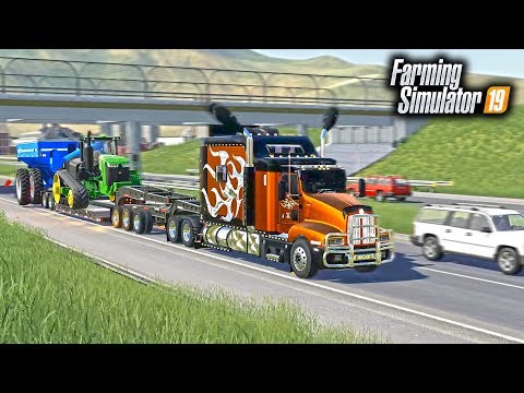 BIG KENWORTH SLEEPER! HAULING $750,000 WORTH OF EQUIPMENT ACROSS COUNTRY | FARMING SIMULATOR 2019