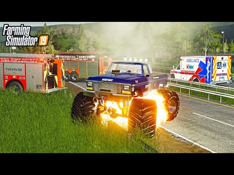 BIGFOOT "EXPLODED" ON INTERSTATE | FIRE RESCUE | FARMING SIMULATOR 2019