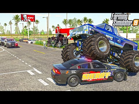 BIGFOOT MONSTER TRUCK (POLICE CHASE) | FARMING SIMULATOR 2019