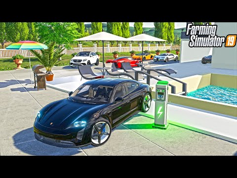 BILLIONAIRE CAR SHOPPING (ELECTRIC PORSCHE) | FARMING SIMULATOR 2019