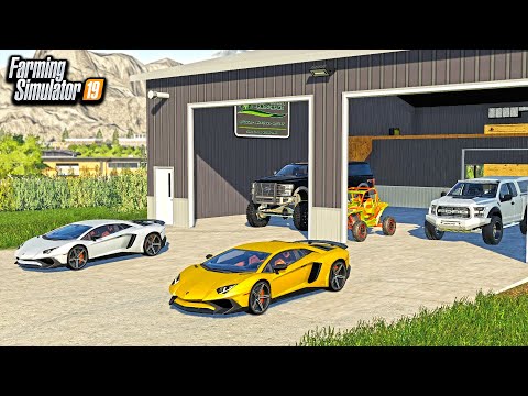 BUILDING A BILLIONAIRE'S SHOP! (LIFTED TRUCKS & LAMBOS) | FARMING SIMULATOR 2019