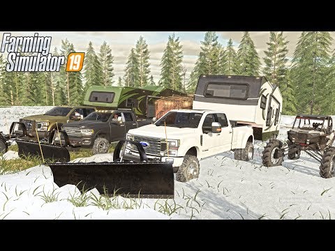 CAMPING IN SNOWY MOUNTAINS | PLOWING + CAMPER | FARMING SIMULATOR 2019