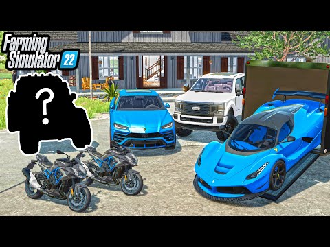 CLEANING OUT GRANDPA'S LAKESIDE MANSION! (LIFTED TRUCKS + SUPERCARS) | Farming Simulator 22