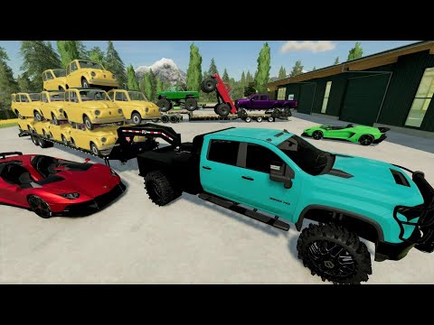 Delivering TONS of cars to Race Car dealership | Farming Simulator 22