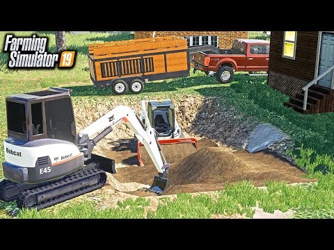 DIGGING A SWIMMING POOL! MOVING 40 TON OF DIRT! | FARMING SIMULATOR 2019