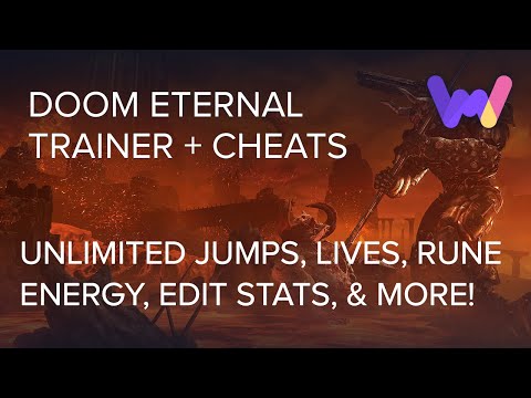 Doom Eternal Trainer +13 Cheats (Unlim Jumps, Lives, Rune Energy, Edit Stats, One Hit Kill, & More)