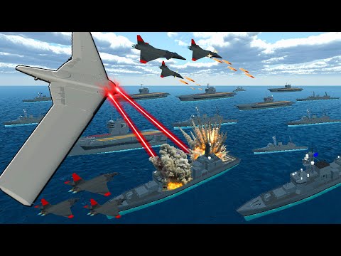 Entire US Navy Fleet VS Impossible UFO BOSS! –  Ravenfield: Battle Simulator