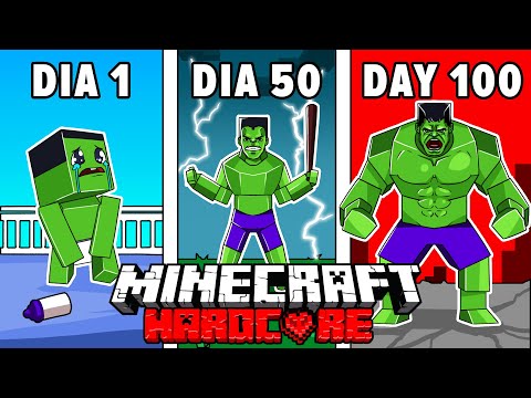 Eu Sobrevivi 100 DIAS como HULK no Minecraft HARDCORE!