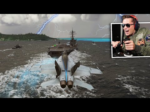 EXTREME AIRCRAFT CARRIER LANDINGS (BAD WEATHER) – Microsoft Flight Simulator Top Gun Fighter Jet DLC