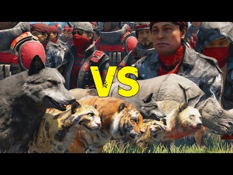 Far Cry 4 – Soldier Army VS Animal Army – AI Battle