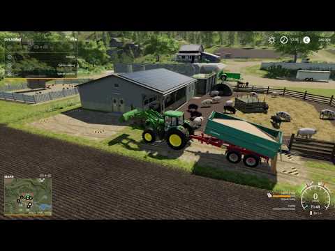 Farming Simulator 2019 PS4 -Ravenport mapa – Vepřín – krmení, nákup prasat, čištění, močůvka a mrva.