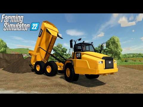 Farming Simulator 22 – CAT 745C Heavy Dump Truck Unloads Dirt