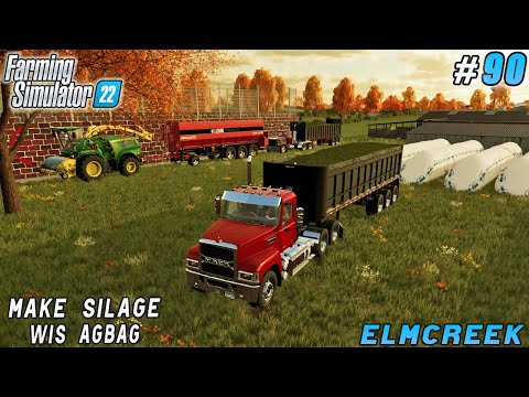 Finished filling AgBag with grass chaff, manure spreading | Elmcreek | Farming simulator 22 | ep #90