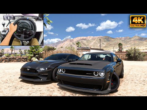 Ford Mustang GT & Dodge Demon | Forza Horizon 5 | Thrustmaster T300RS gameplay