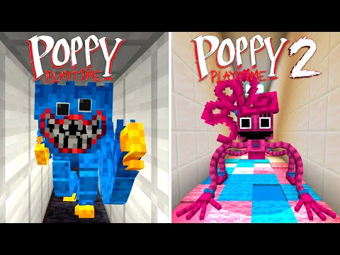 Huggy Wuggy vs Mommy Long Legs – Poppy Playtime Chapter 1 vs Chapter 2 | Minecraft PE Addon & Map