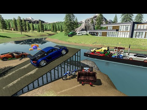 île privée de millionnaire pleine de voitures de luxe et rampes marrantes | Farming Simulator 22
