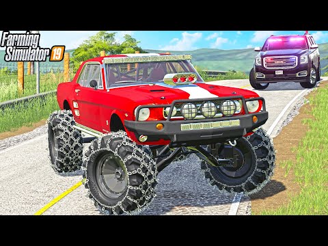 LIFTED MUSTANG EVADES POLICE OFF-ROAD | SHOP BUILD | FARMING SIMULATOR 2019