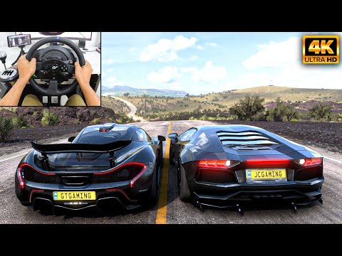 McLaren P1 & Lamborghini Aventador | Forza Horizon 5 | Thrustmaster T300RS gameplay