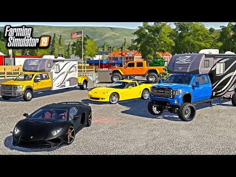 MILLIONAIRES GO LUXURY CAMPING! ($500,000 CAMPER/TRUCK BUILD) | FARMING SIMULATOR 2019