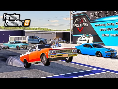 MILLIONAIRES GO RACING! ($18,000,000 BUGATTI, HELLCAT, DRAG CAR & MORE!) | FARMING SIMULATOR 2019