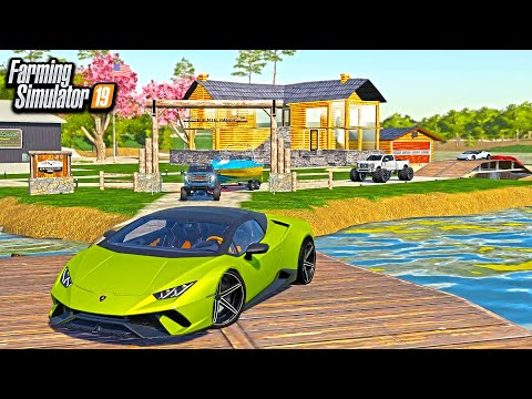 MILLIONAIRE'S PRIVATE MANSION BUILD! (LAMBO, TRUCKS & BOATS!) | FARMING SIMULATOR 2019