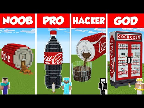 Minecraft COLA TNT HOUSE BUILD CHALLENGE – NOOB vs PRO vs HACKER vs GOD / Animation