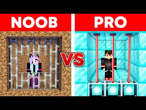 Minecraft NOOB vs PRO: SAFEST SECURITY PRISON BUILD CHALLENGE