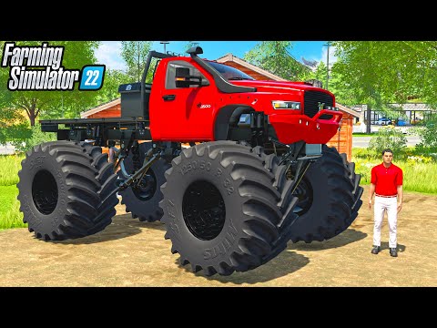 MY TRUCK BECAME A MONSTER TRUCK | CAN WE MAKE MILLIONS? (FS22 CHALLENGE) FARMING SIMULATOR 22