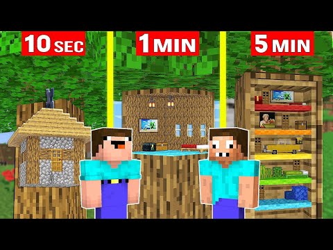 NOOB vs PRO: TINY TREE HOUSE BUILD CHALLENGE Minecraft ! Noob and Pro Minecraft