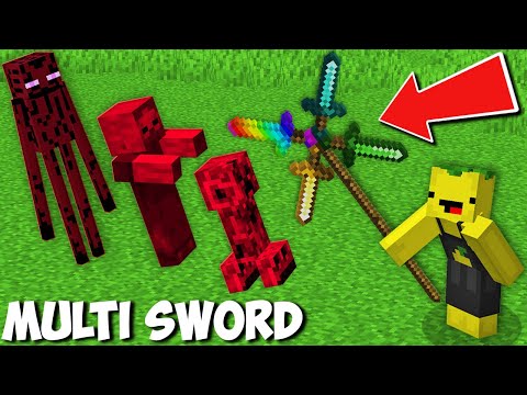 Only I have SUPER MULTI SWORD FOR MOBS in Minecraft ! SUPER BATTLE !