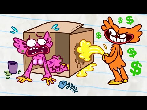 "Pink Huggy Wuggy Box Playhouse!" | Pencilmation Cartoons!