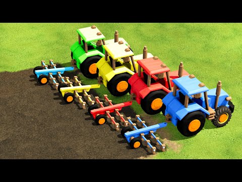 PLOWING, HARVESTING AND CUTTING GRASS WITH COLORED TRACTORS – Farming Simulator 22