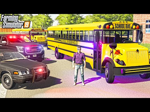 POLICE CHASE STOLEN SCHOOL BUS (UNDER COVER COPS) | FARMING SIMULATOR 2019