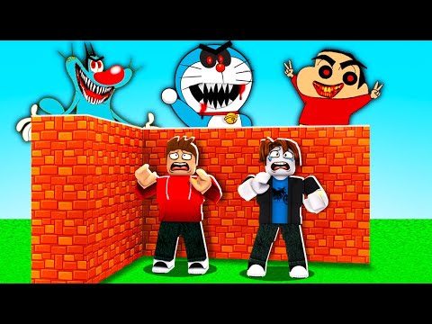 ROBLOX BUILD TO SURVIVE WITH SHINCHAN CARTOON VILLAINS