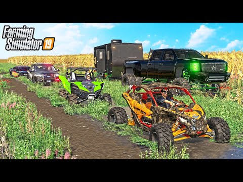RUNNING FROM COPS ON MUDDY FARM ROADS | FARMING SIMULATOR 2019