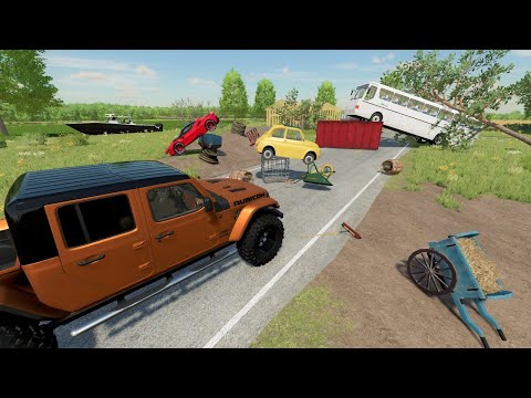 Saving cars after huge storm destroys town | Farming Simulator 22