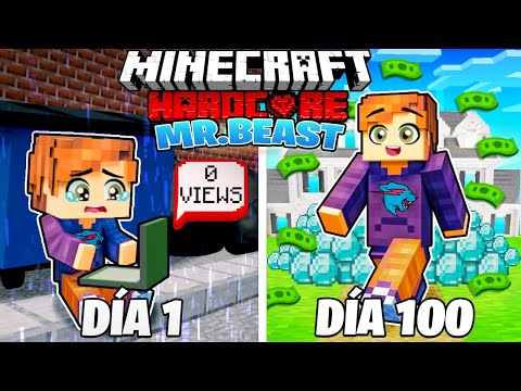 SOBREVIVÍ 100 DÍAS como un MR BEAST en MINECRAFT HARDCORE!