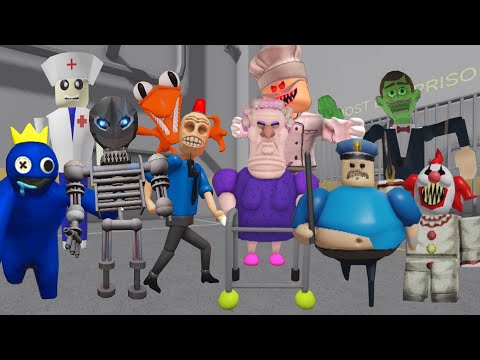 SPEED Run in 100 Scary Obby from Barry Prison, Horror, Clown, Rainbow Friends, School, Siren Cop