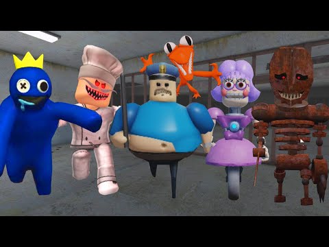 SPEED Run in 100 Scary Obby from PlatinumFalls, Barry Prison, Siren Cop, School, Rainbow Friends