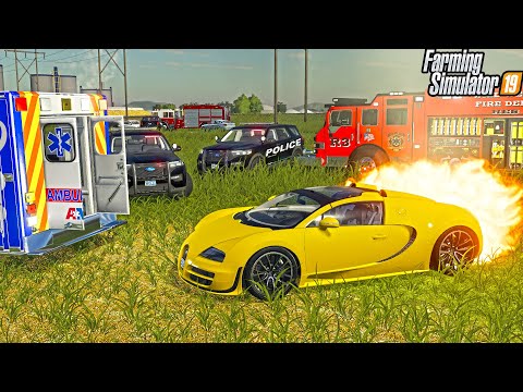 STOLEN BUGATTI CAUGHT ON FIRE (EXPLODED) | FARMING SIMULATOR 2019
