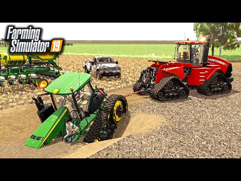 TRACTOR STUCK IN MUD! RESCUE ATTEMPT (ROLEPLAY) | FARMING SIMULATOR 2019