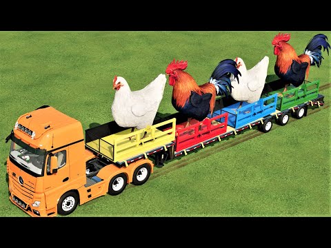 TRANSPORT OF COLORS ! GIANT CHICKENS TRANSPORTING to SELLING w/ MINI LOADERS ! Farming Simulator 22