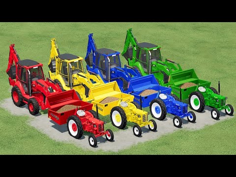 TRANSPORT OF COLORS ! TRANSPORTING CAT BACKHOE LOADERS TO POTATO LOAD ! Farming Simulator 22