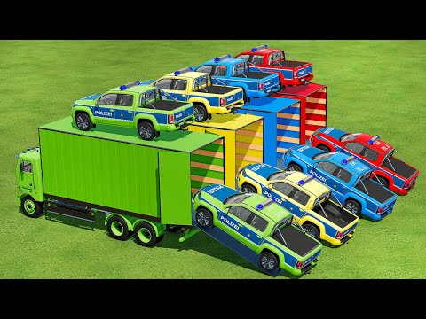 TRANSPORT VOLKSWAGEN POLICE CARS WITH COLORED LIZARD TRUCKS – Farming Simulator 22