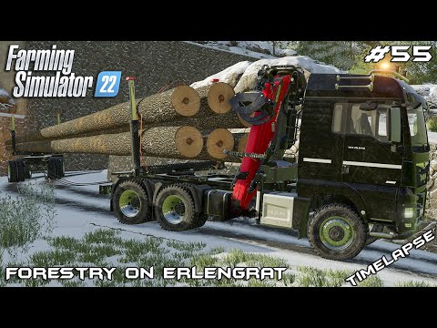 Transporting 30m logs through BIG TURNS | Forestry on ERLENGRAT | Farming Simulator 22 | Episode 55